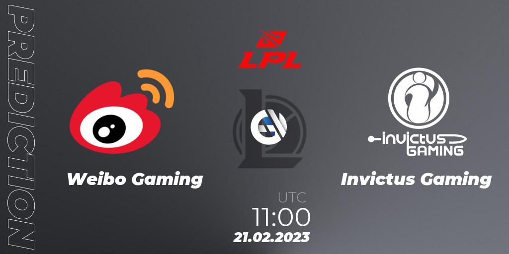 Weibo Gaming - Invictus Gaming: Maç tahminleri. 21.02.2023 at 11:15, LoL, LPL Spring 2023 - Group Stage