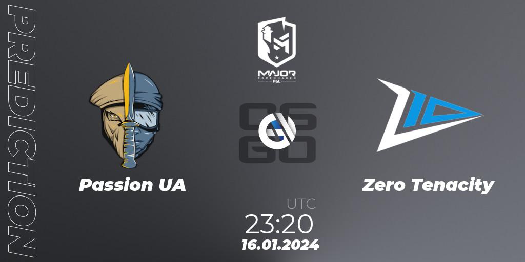 Passion UA - Zero Tenacity: Maç tahminleri. 16.01.2024 at 23:20, Counter-Strike (CS2), PGL CS2 Major Copenhagen 2024 Europe RMR Open Qualifier 4