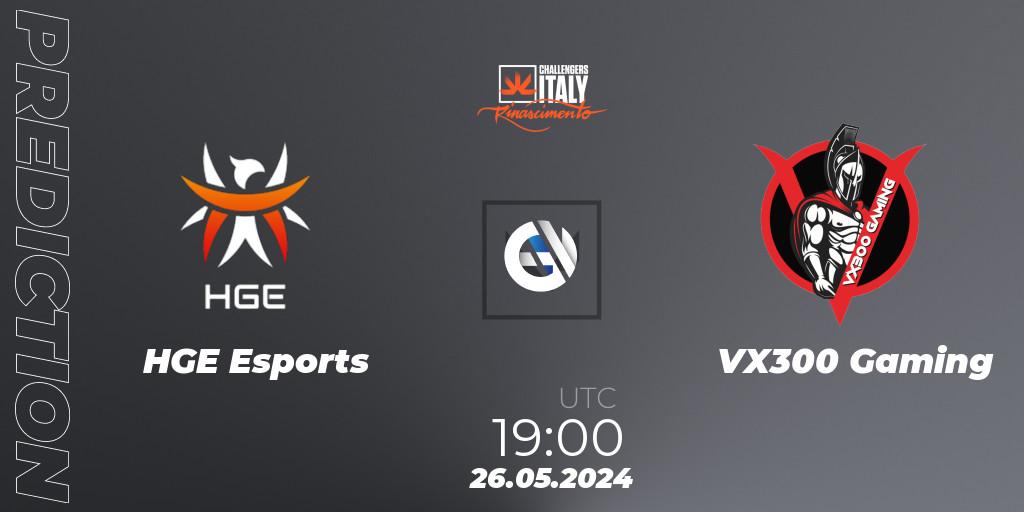 HGE Esports - VX300 Gaming: Maç tahminleri. 26.05.2024 at 19:00, VALORANT, VALORANT Challengers 2024 Italy: Rinascimento Split 2
