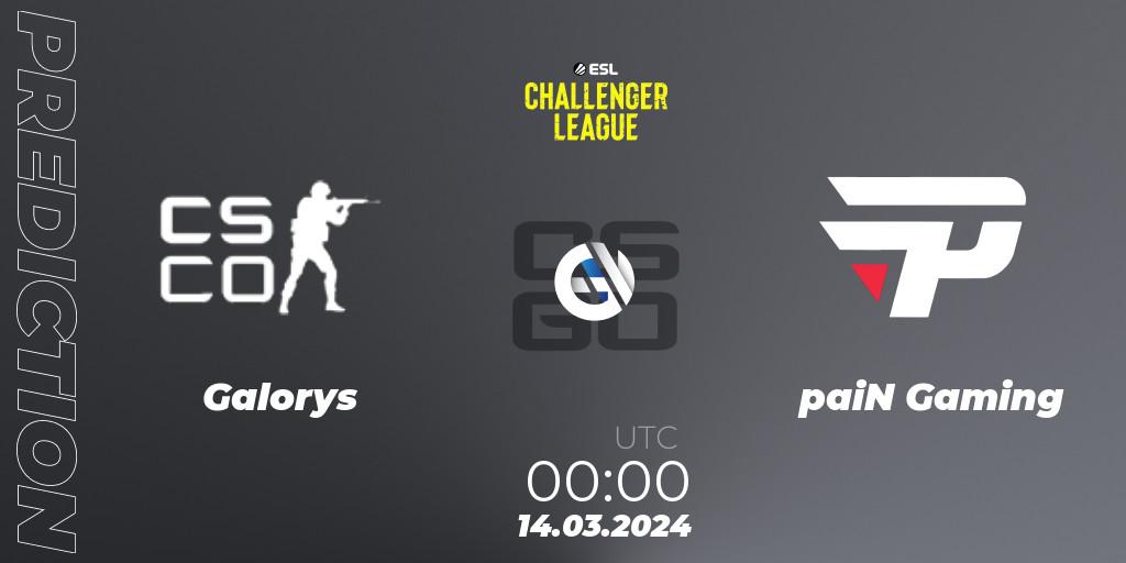 Galorys - paiN Gaming: Maç tahminleri. 08.05.2024 at 19:00, Counter-Strike (CS2), ESL Challenger League Season 47: South America