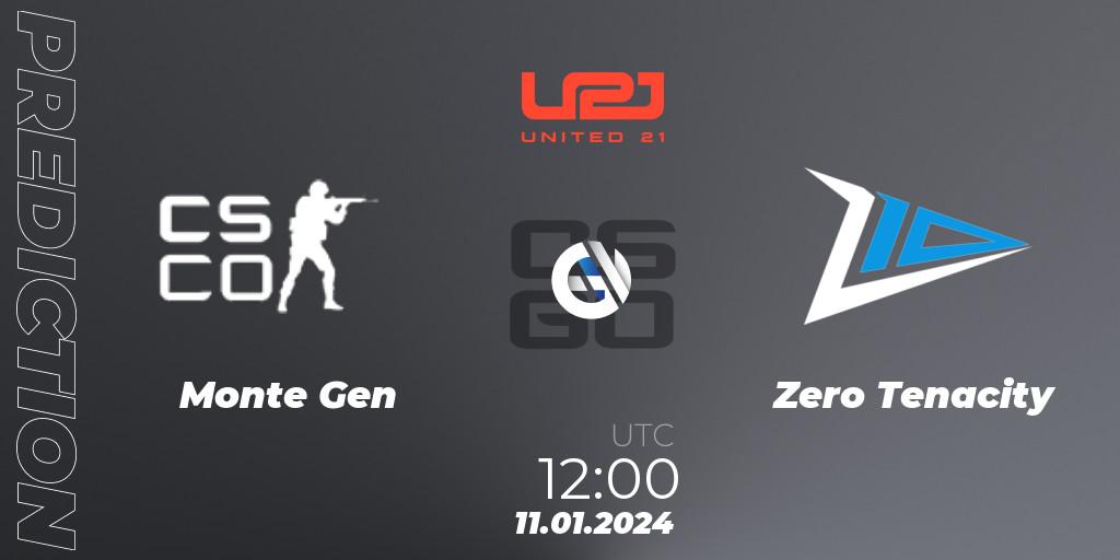 Monte Gen - Zero Tenacity: Maç tahminleri. 11.01.2024 at 12:00, Counter-Strike (CS2), United21 Season 10