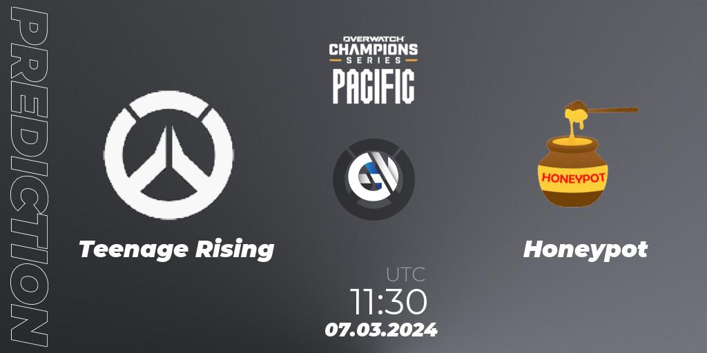 Teenage Rising - Honeypot: Maç tahminleri. 07.03.2024 at 11:30, Overwatch, Overwatch Champions Series 2024 - Stage 1 Pacific