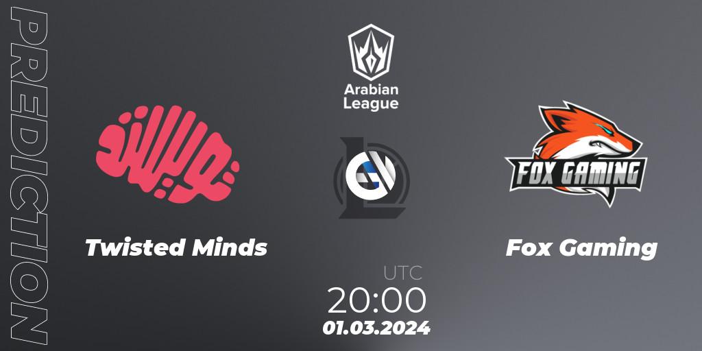 Twisted Minds - Fox Gaming: Maç tahminleri. 01.03.24, LoL, Arabian League Spring 2024