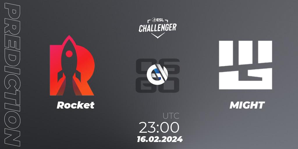 Rocket - MIGHT: Maç tahminleri. 16.02.2024 at 23:10, Counter-Strike (CS2), ESL Challenger #56: North American Open Qualifier