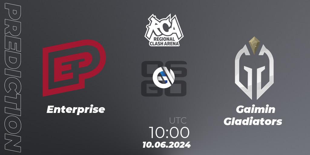 Enterprise - Gaimin Gladiators: Maç tahminleri. 10.06.2024 at 10:00, Counter-Strike (CS2), Regional Clash Arena Europe