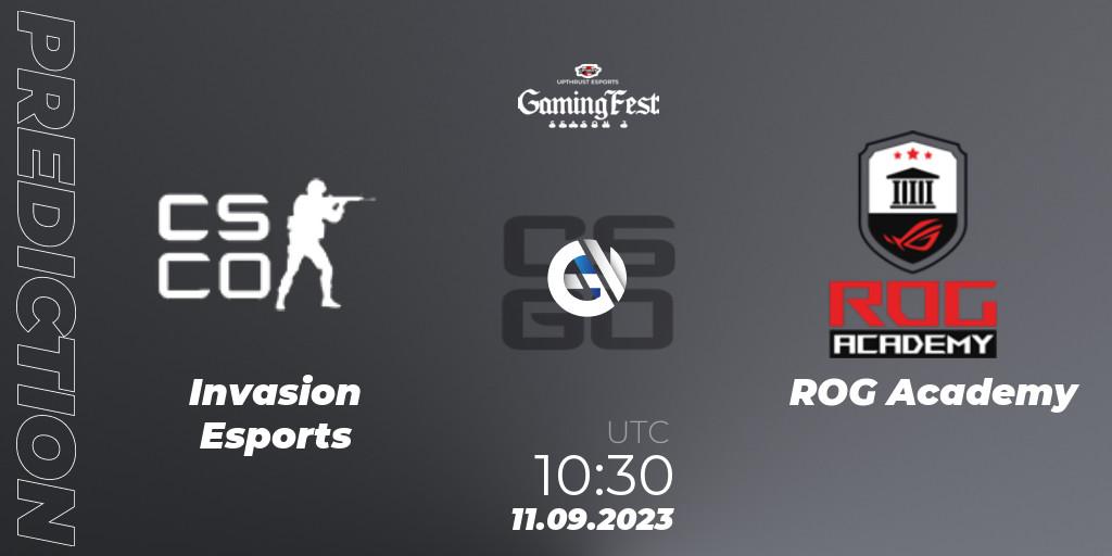 Invasion Esports - ROG Academy: Maç tahminleri. 11.09.2023 at 10:30, Counter-Strike (CS2), Upthrust Esports GamingFest Season 3