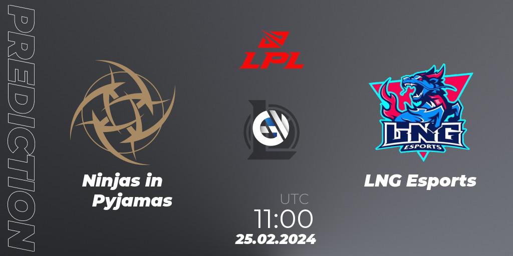 Ninjas in Pyjamas - LNG Esports: Maç tahminleri. 25.02.24, LoL, LPL Spring 2024 - Group Stage