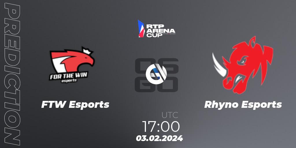 FTW Esports - Rhyno Esports: Maç tahminleri. 03.02.2024 at 17:30, Counter-Strike (CS2), RTP Arena Cup 2024