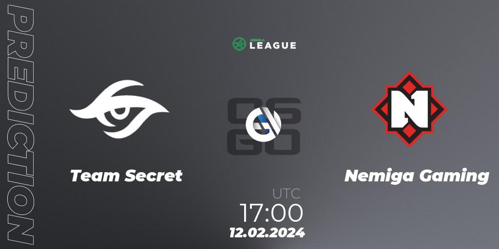 Team Secret - Nemiga Gaming: Maç tahminleri. 12.02.2024 at 17:00, Counter-Strike (CS2), ESEA Season 48: Advanced Division - Europe