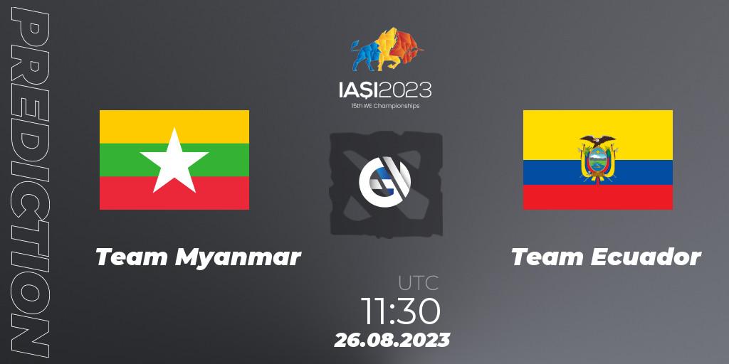 Team Myanmar - Team Ecuador: Maç tahminleri. 26.08.2023 at 19:30, Dota 2, IESF World Championship 2023