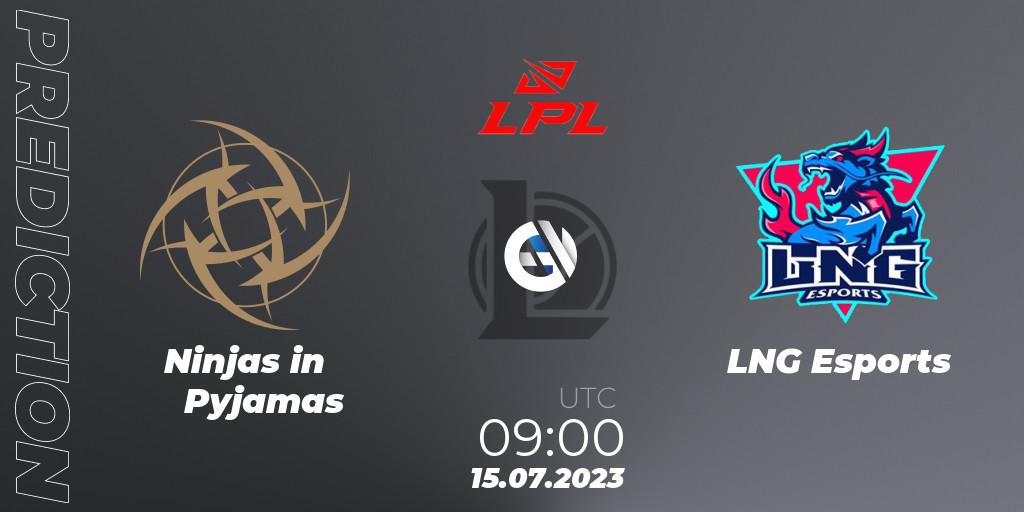 Ninjas in Pyjamas - LNG Esports: Maç tahminleri. 15.07.23, LoL, LPL Summer 2023 Regular Season