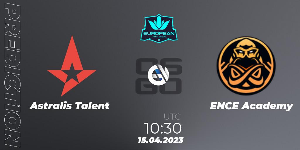 Astralis Talent - ENCE Academy: Maç tahminleri. 15.04.2023 at 09:00, Counter-Strike (CS2), European Pro League Season 7