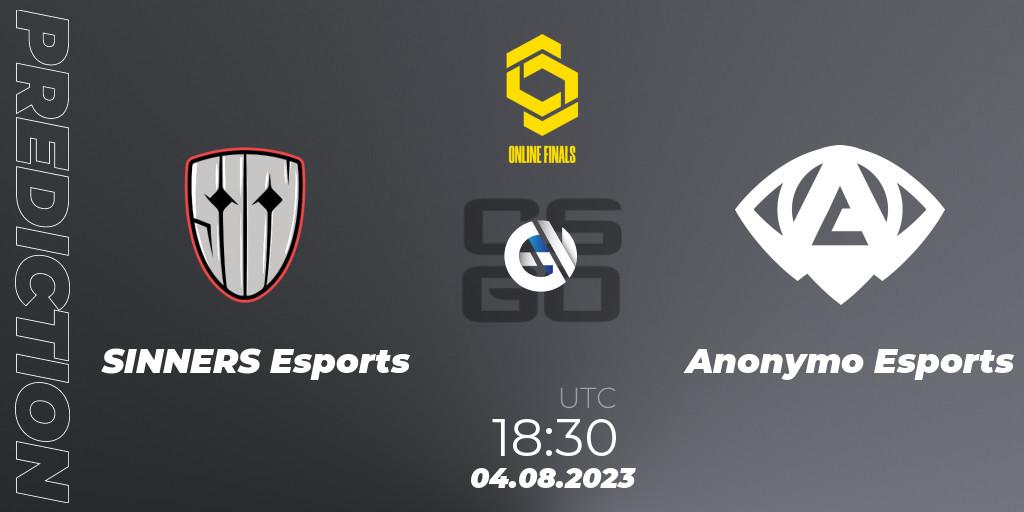 SINNERS Esports - Anonymo Esports: Maç tahminleri. 04.08.2023 at 20:35, Counter-Strike (CS2), CCT 2023 Online Finals 2