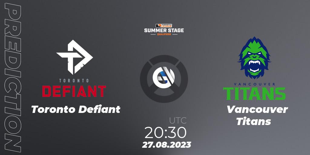 Toronto Defiant - Vancouver Titans: Maç tahminleri. 27.08.23, Overwatch, Overwatch League 2023 - Summer Stage Qualifiers