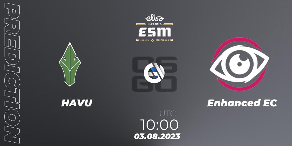 HAVU - Enhanced EC: Maç tahminleri. 03.08.2023 at 10:00, Counter-Strike (CS2), Elisa Esports eSM 2023