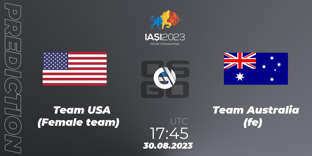 Team USA (Female team) - Team Australia (fe): Maç tahminleri. 31.08.2023 at 10:20, Counter-Strike (CS2), IESF Female World Esports Championship 2023
