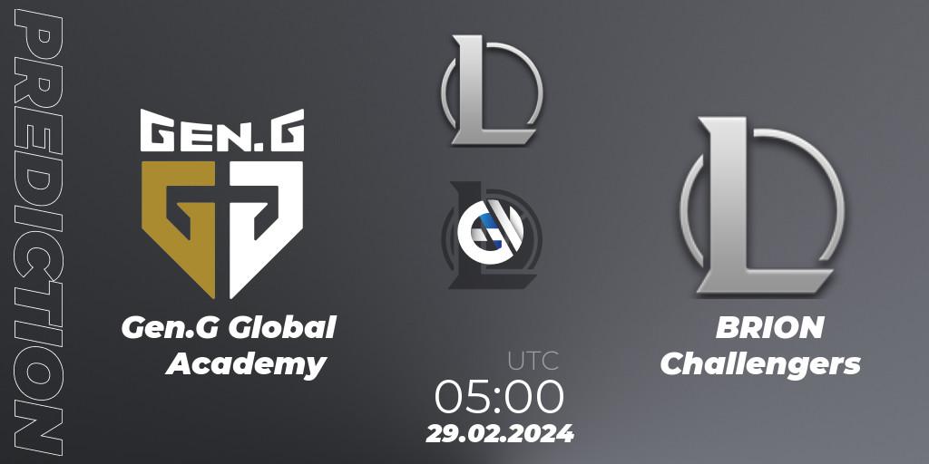 Gen.G Global Academy - BRION Challengers: Maç tahminleri. 29.02.2024 at 05:00, LoL, LCK Challengers League 2024 Spring - Group Stage