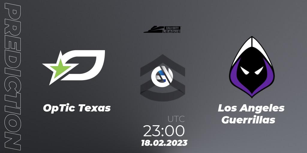OpTic Texas - Los Angeles Guerrillas: Maç tahminleri. 18.02.2023 at 23:30, Call of Duty, Call of Duty League 2023: Stage 3 Major Qualifiers