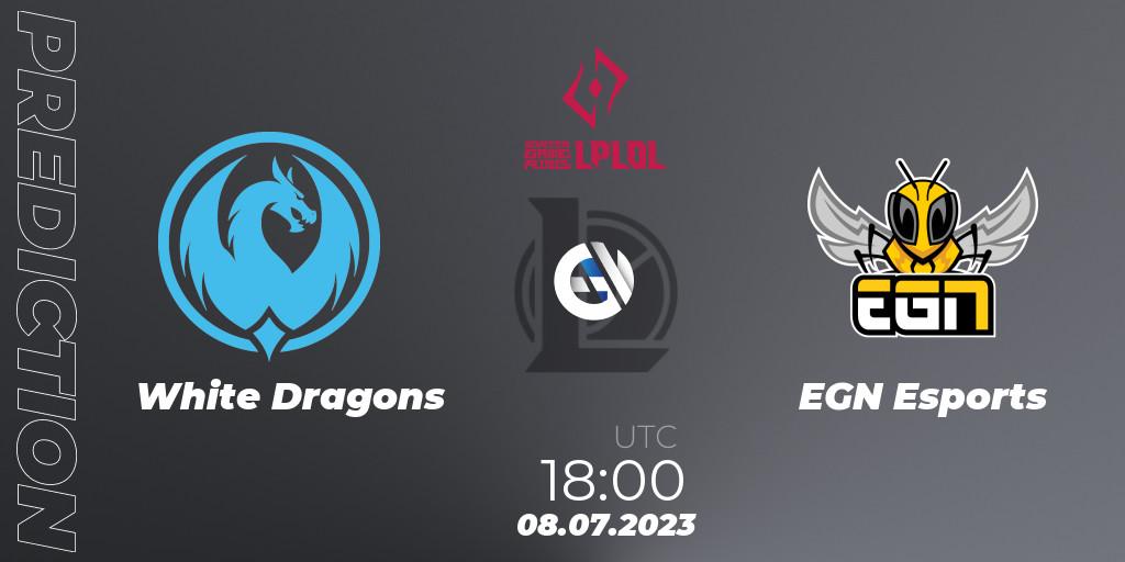 White Dragons - EGN Esports: Maç tahminleri. 16.06.2023 at 18:00, LoL, LPLOL Split 2 2023 - Group Stage