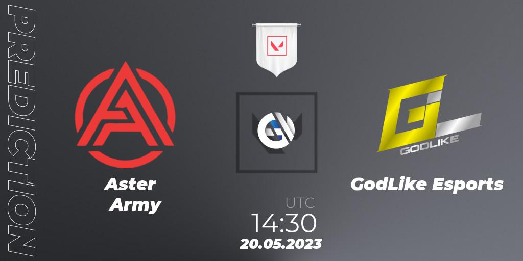  Aster Army - GodLike Esports: Maç tahminleri. 20.05.2023 at 14:30, VALORANT, VCL South Asia: Split 2 2023 Group B