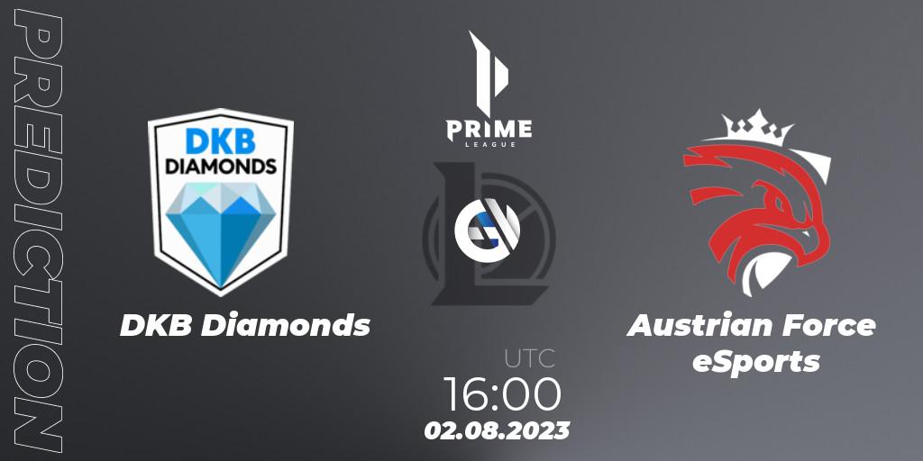 DKB Diamonds - Austrian Force eSports: Maç tahminleri. 02.08.2023 at 16:00, LoL, Prime League 2nd Division Summer 2023