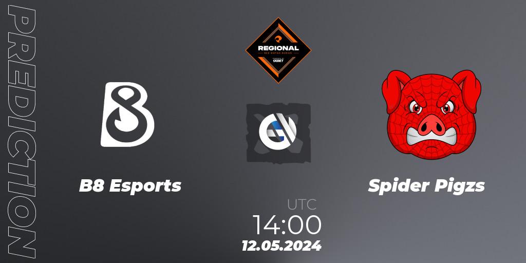 B8 Esports - Spider Pigzs: Maç tahminleri. 12.05.2024 at 14:30, Dota 2, RES Regional Series: EU #2