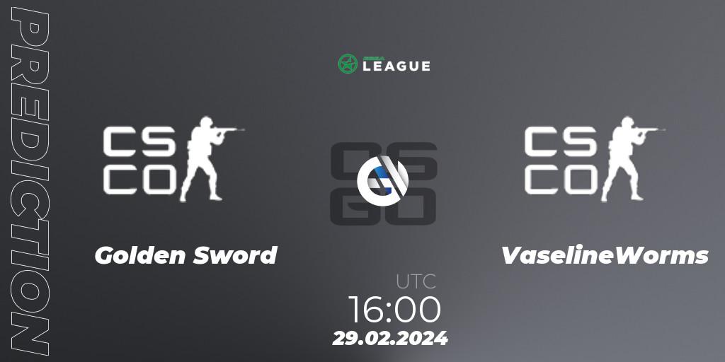 Golden Sword - VaselineWorms: Maç tahminleri. 29.02.2024 at 16:00, Counter-Strike (CS2), ESEA Season 48: Advanced Division - Europe