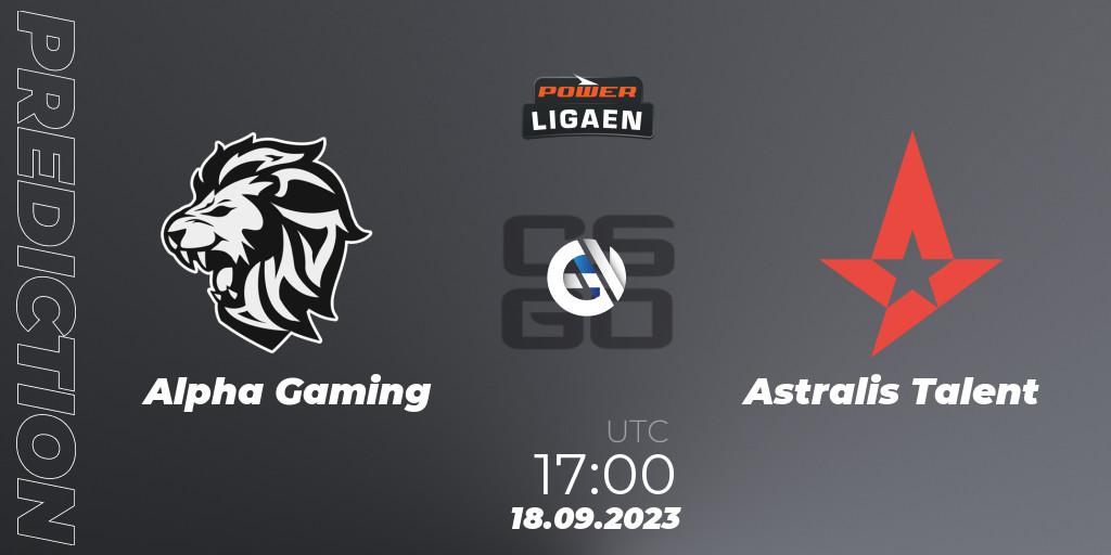 Alpha Gaming - Astralis Talent: Maç tahminleri. 18.09.2023 at 17:00, Counter-Strike (CS2), POWER Ligaen Season 24 Finals