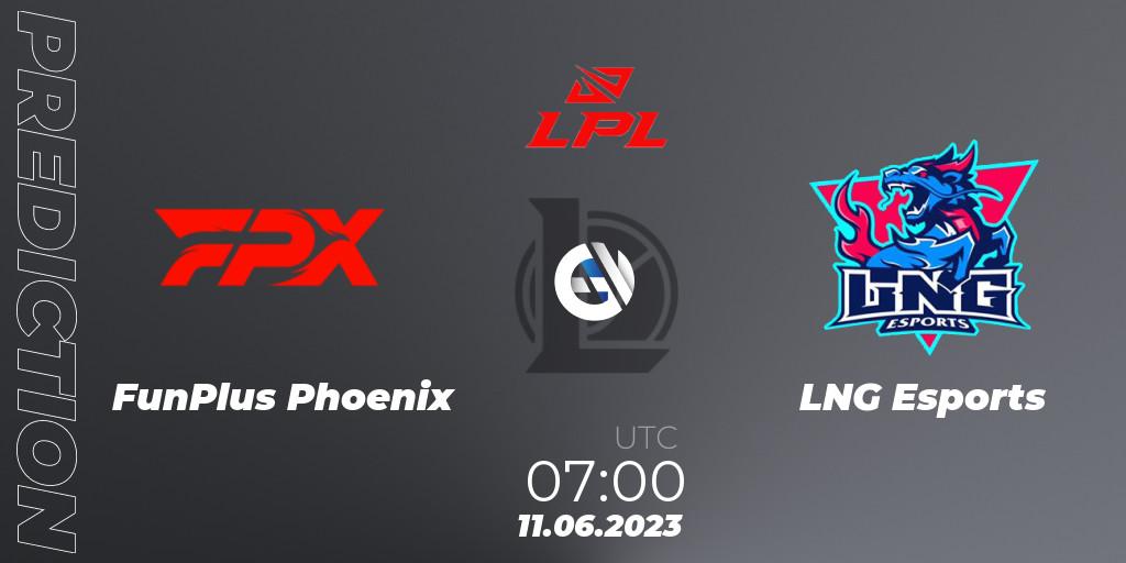 FunPlus Phoenix - LNG Esports: Maç tahminleri. 11.06.23, LoL, LPL Summer 2023 Regular Season