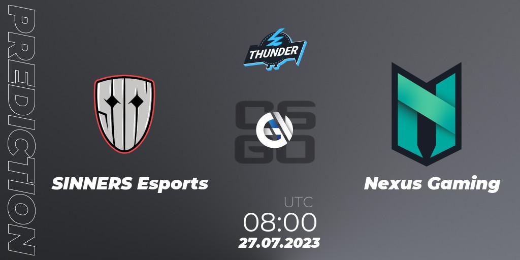 SINNERS Esports - Nexus Gaming: Maç tahminleri. 27.07.2023 at 08:00, Counter-Strike (CS2), Thunderpick World Championship 2023: European Qualifier #1