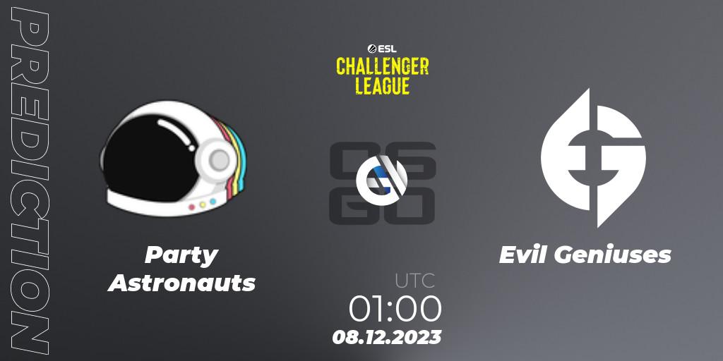 Party Astronauts - Evil Geniuses: Maç tahminleri. 08.12.23, CS2 (CS:GO), ESL Challenger League Season 46: North America