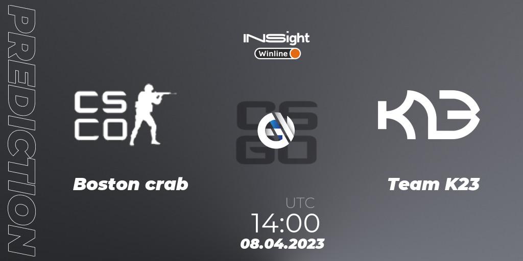 Boston crab - Team K23: Maç tahminleri. 08.04.23, CS2 (CS:GO), Winline Insight Season 3