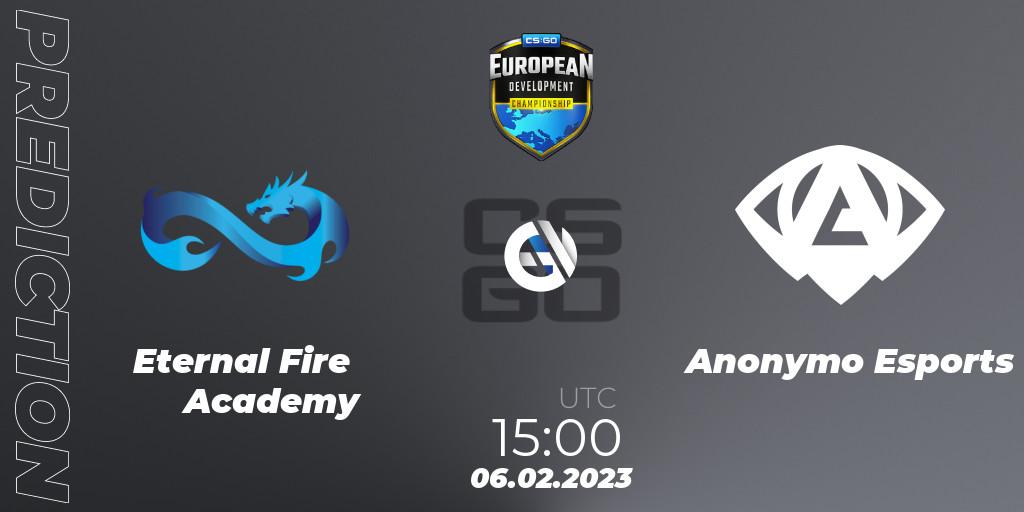 Eternal Fire Academy - Anonymo Esports: Maç tahminleri. 12.02.23, CS2 (CS:GO), European Development Championship 7 Closed Qualifier