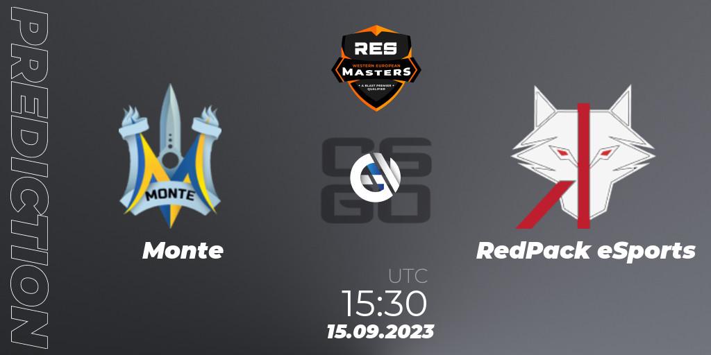 Monte - RedPack eSports: Maç tahminleri. 15.09.2023 at 14:45, Counter-Strike (CS2), RES Eastern European Masters: Fall 2023