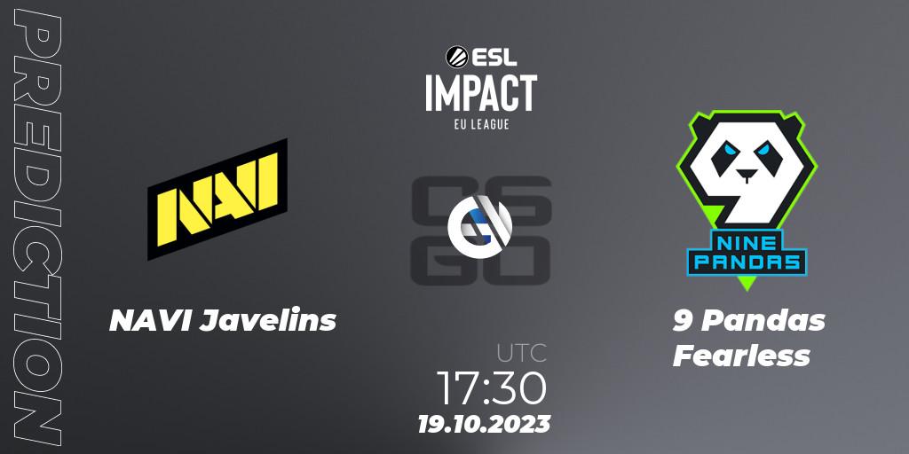 NAVI Javelins - 9 Pandas Fearless: Maç tahminleri. 19.10.23, CS2 (CS:GO), ESL Impact League Season 4: European Division