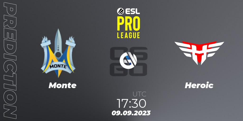 Monte - Heroic: Maç tahminleri. 09.09.2023 at 17:30, Counter-Strike (CS2), ESL Pro League Season 18