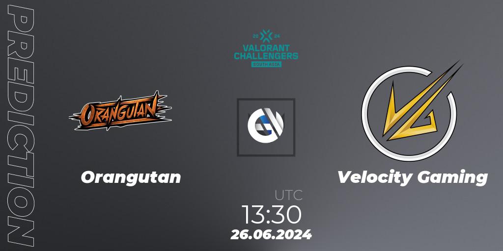 Orangutan - Velocity Gaming: Maç tahminleri. 26.06.2024 at 13:30, VALORANT, VALORANT Challengers 2024: South Asia - Split 2