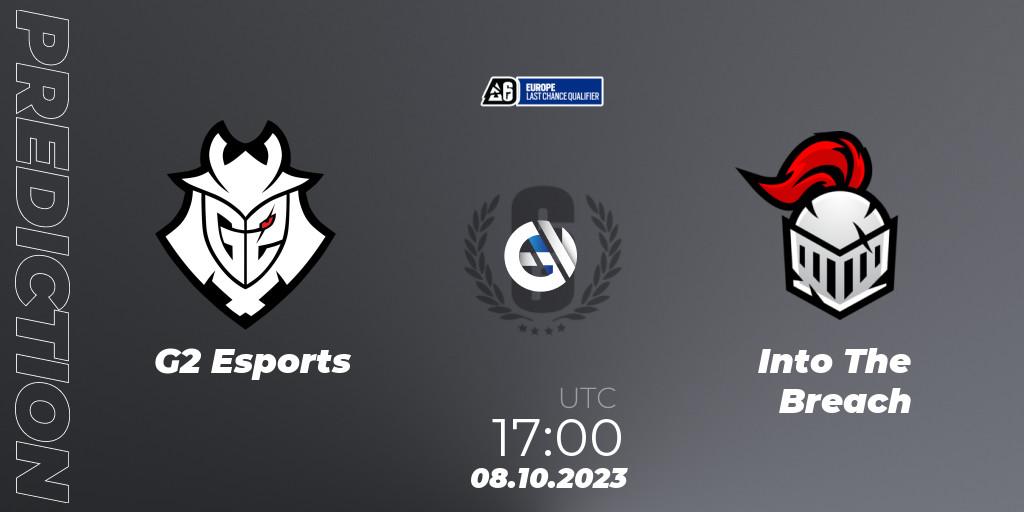 G2 Esports - Into The Breach: Maç tahminleri. 08.10.2023 at 15:45, Rainbow Six, Europe League 2023 - Stage 2 - Last Chance Qualifiers