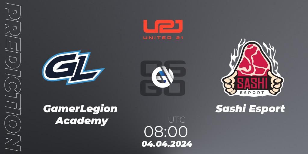 GamerLegion Academy - Sashi Esport: Maç tahminleri. 04.04.2024 at 08:00, Counter-Strike (CS2), United21 Season 14