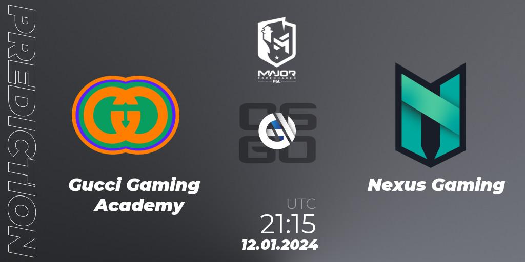 Gucci Gaming Academy - Nexus Gaming: Maç tahminleri. 12.01.2024 at 21:15, Counter-Strike (CS2), PGL CS2 Major Copenhagen 2024 Europe RMR Open Qualifier 3