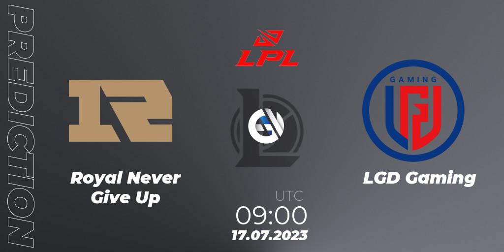 Royal Never Give Up - LGD Gaming: Maç tahminleri. 17.07.23, LoL, LPL Summer 2023 Regular Season