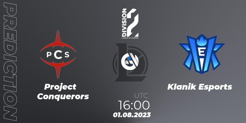Project Conquerors - Klanik Esports: Maç tahminleri. 01.08.2023 at 16:00, LoL, LFL Division 2 Summer 2023
