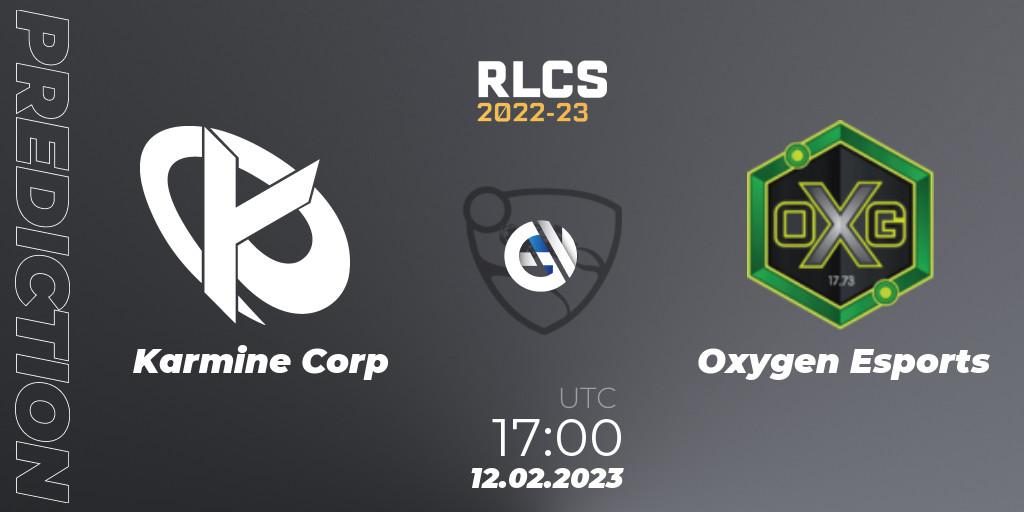 Karmine Corp - Oxygen Esports: Maç tahminleri. 12.02.2023 at 16:50, Rocket League, RLCS 2022-23 - Winter: Europe Regional 2 - Winter Cup