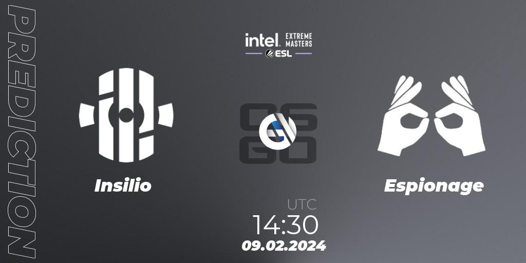 Insilio - Espionage: Maç tahminleri. 09.02.2024 at 14:30, Counter-Strike (CS2), Intel Extreme Masters China 2024: European Closed Qualifier