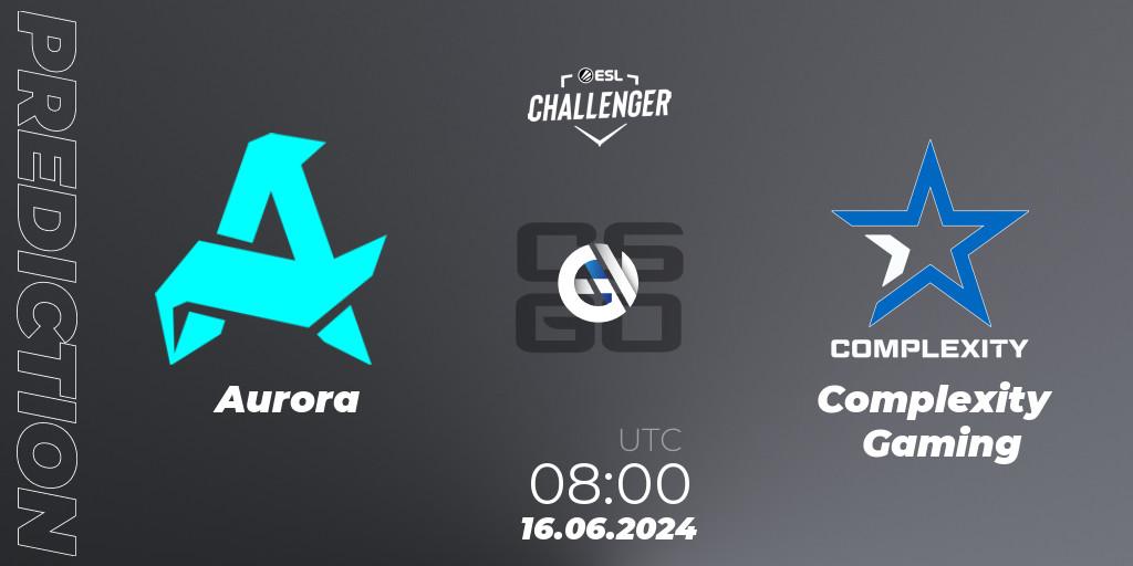 Aurora - Complexity Gaming: Maç tahminleri. 16.06.2024 at 08:00, Counter-Strike (CS2), ESL Challenger Jönköping 2024