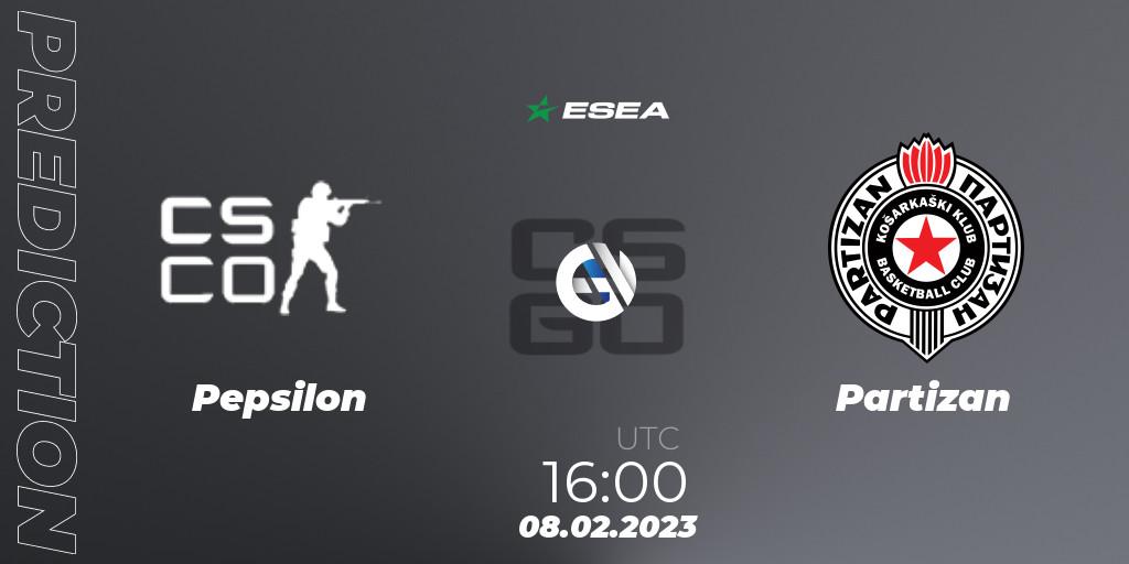 Pepsilon - Partizan: Maç tahminleri. 08.02.23, CS2 (CS:GO), ESEA Season 44: Advanced Division - Europe