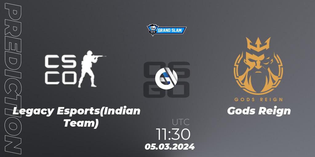 Legacy Esports(Indian Team) - Gods Reign: Maç tahminleri. 05.03.2024 at 11:30, Counter-Strike (CS2), Skyesports Grand Slam 2024: Indian Qualifier
