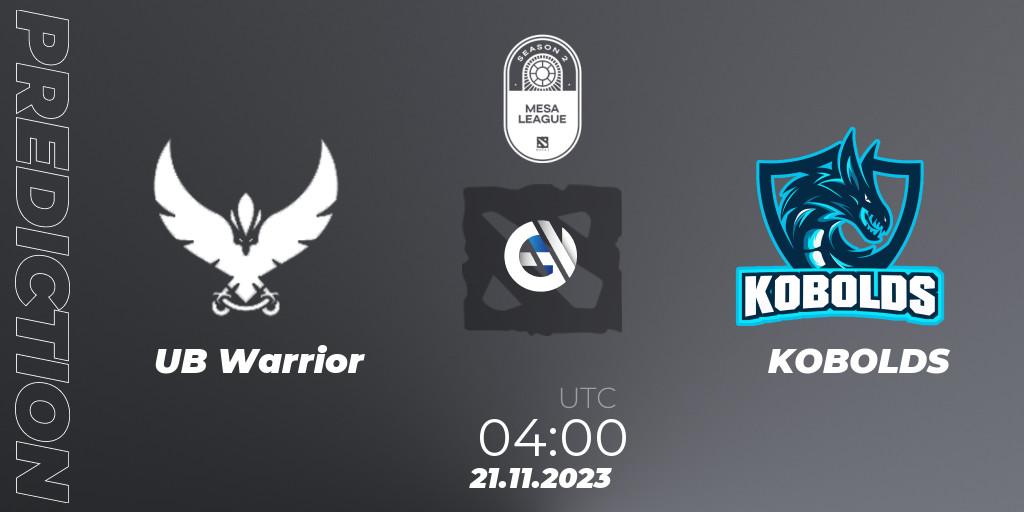 UB Warrior - KOBOLDS: Maç tahminleri. 21.11.2023 at 04:00, Dota 2, MESA League Season 2