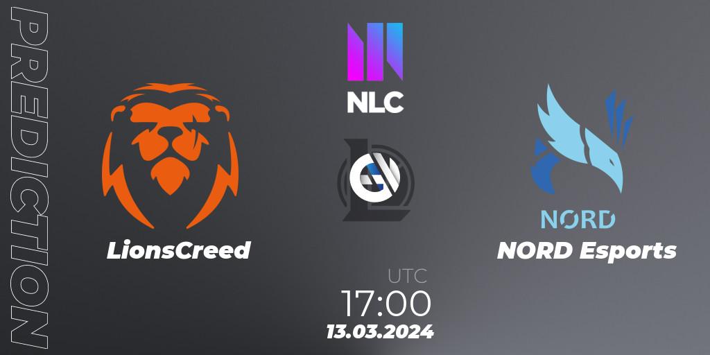 LionsCreed - NORD Esports: Maç tahminleri. 13.03.2024 at 17:00, LoL, NLC 1st Division Spring 2024