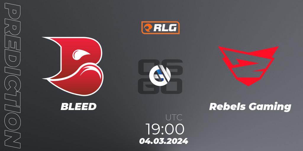 BLEED - Rebels Gaming: Maç tahminleri. 04.03.2024 at 19:00, Counter-Strike (CS2), RES European Series #1